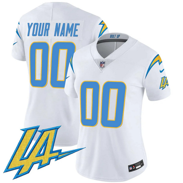 Women's Los Angeles Chargers ACTIVE PLAYER Custom White 2024 F.U.S.E. V2 Limited Stitched Football Jersey(Run Small)